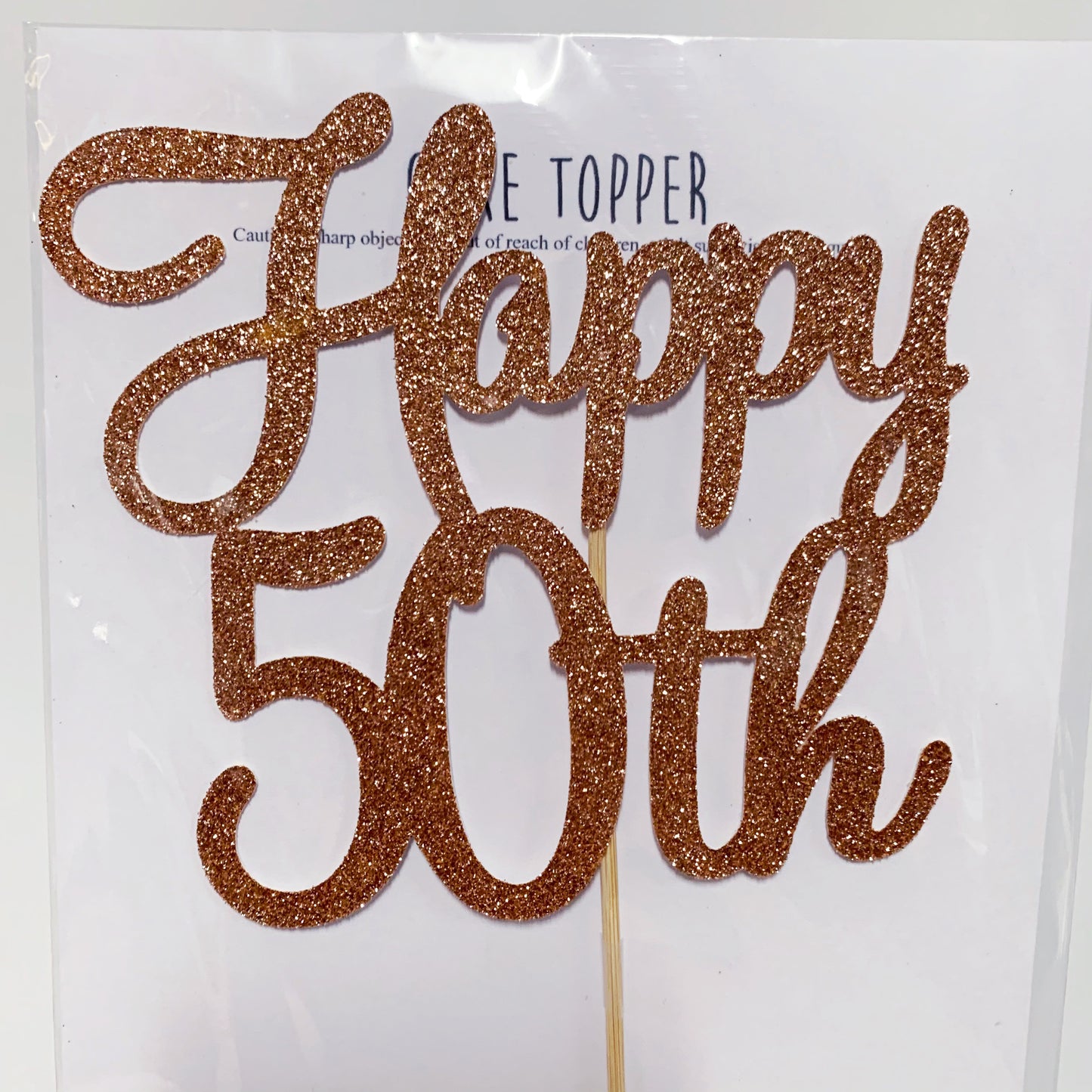 Glitter Cake Topper Happy 50th Rose Gold