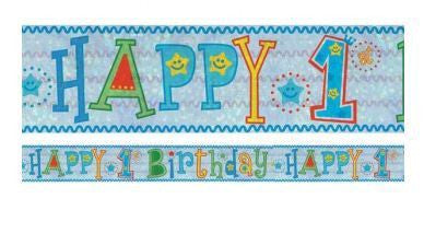 Happy 1st Birthday Foil Banner Boy
