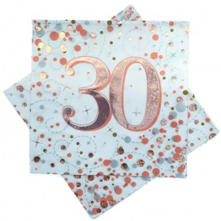 Napkins 30th Rose Gold Sparkling Fizz