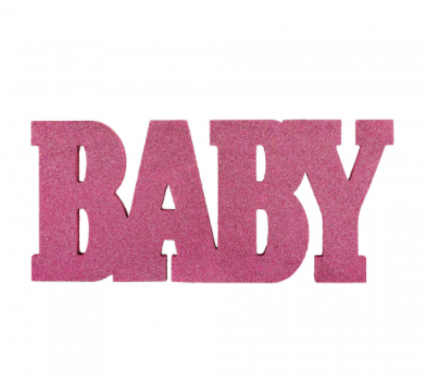 Baby Sign Wood Glitter Pink