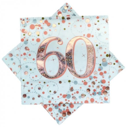 Napkins 60th Rose Gold Sparkling Fizz