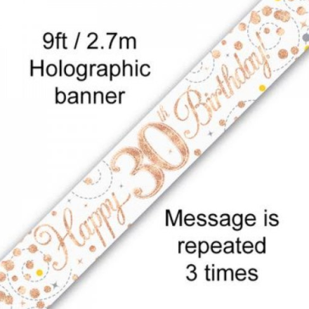 Banner Sparkling Fizz Rose Gold 30th