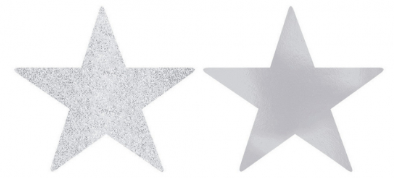 Glitter/ Metallic Star Cutouts Silver