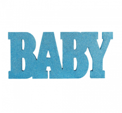 Baby Sign Wood Glitter Blue