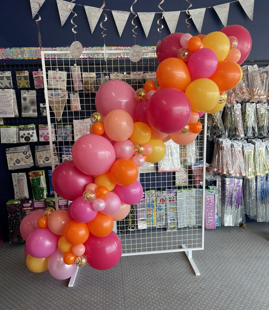 Rectangular Mesh Wall with Balloon Garland