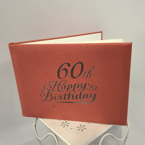 Guest Book 60th Peach/Silver in Box