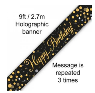 Banner Sparkling Fizz Black/Gold Happy Birthday