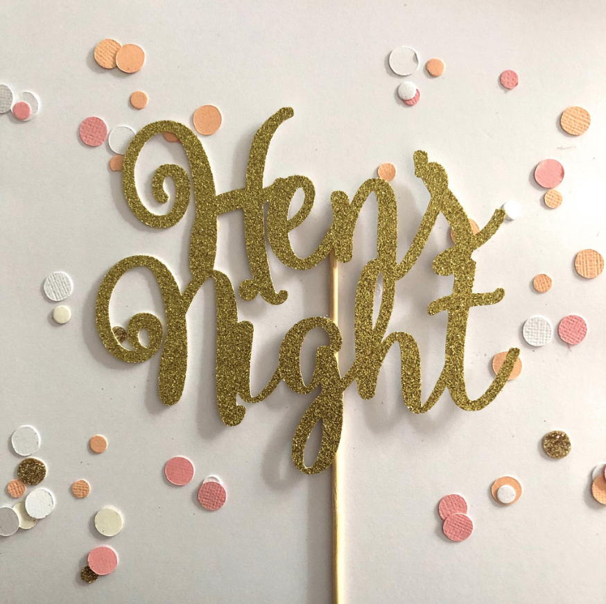 Glitter Cake Topper Hen's Night Gold