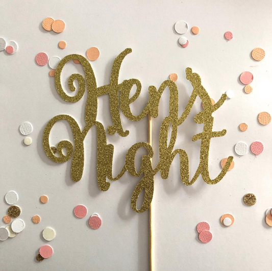 Glitter Cake Topper Hen's Night Gold