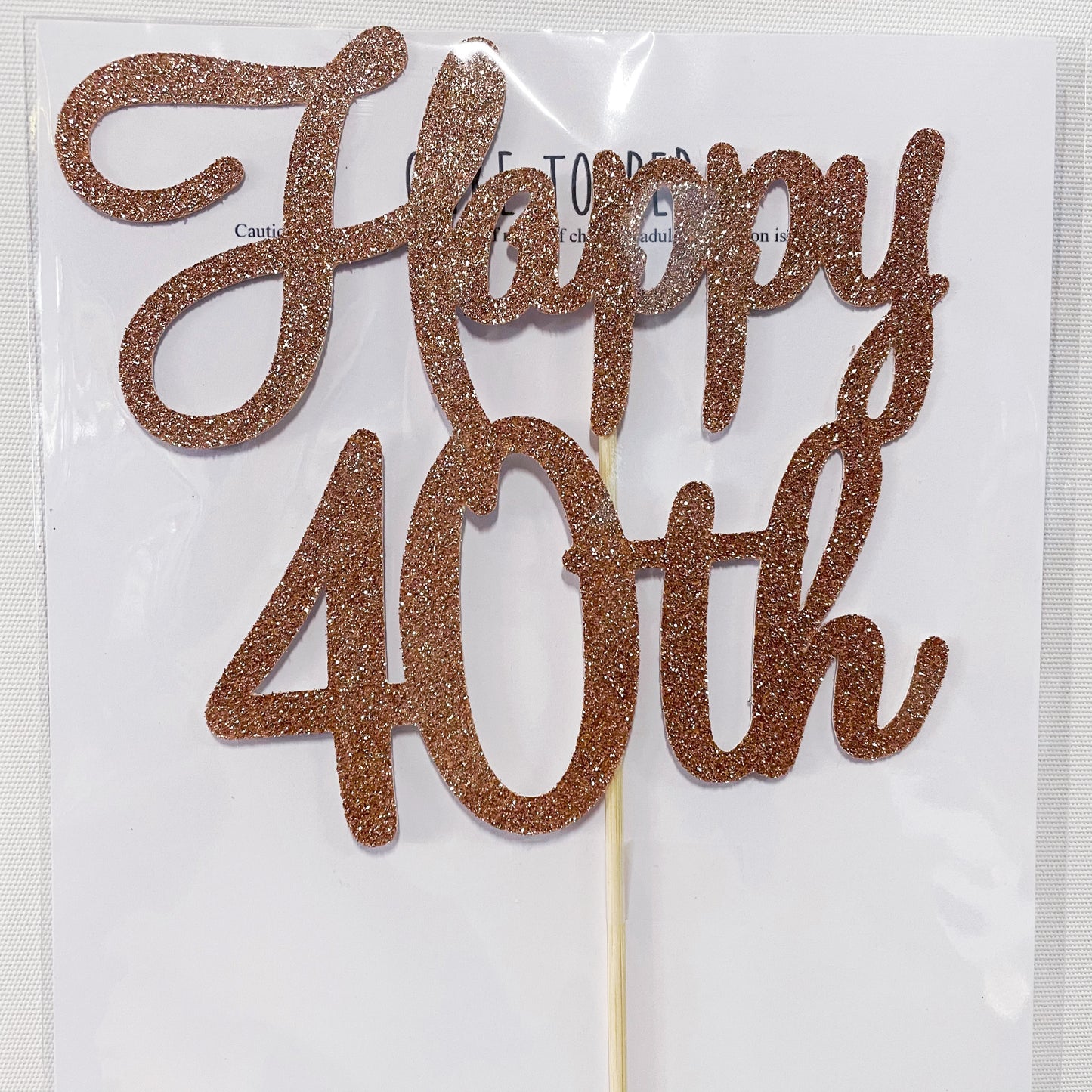 Glitter Cake Topper Happy 40th Rose Gold