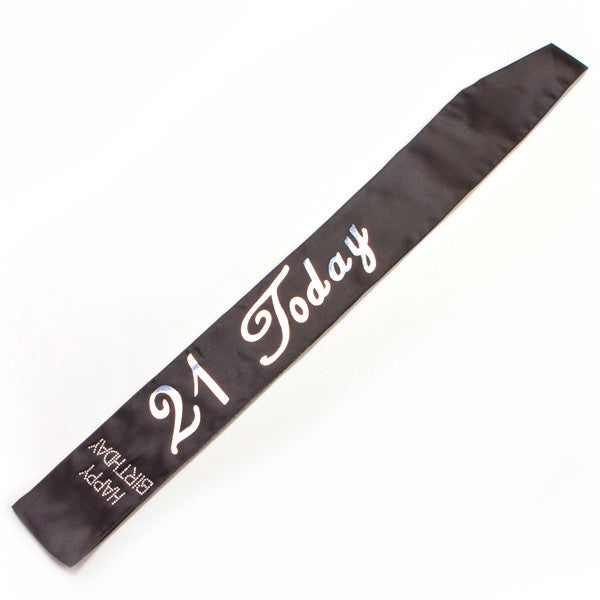 21st Birthday Sash Black