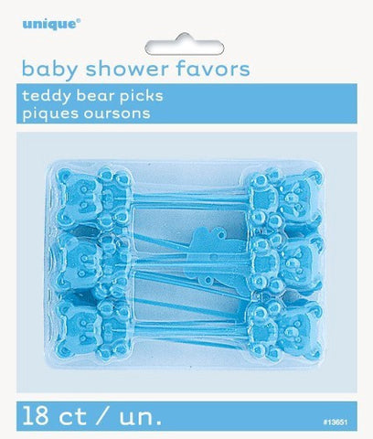 Teddy Bear Baby Shower Picks Blue