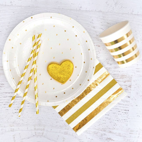 Gold Dot Dessert Plate -Pack of 10