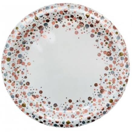 Paper Plates 23cm Rose Gold Sparkling Fizz