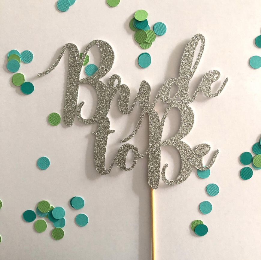 Glitter Cake Topper Bride To Be Silver