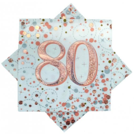 Napkins 80th Rose Gold Sparkling Fizz