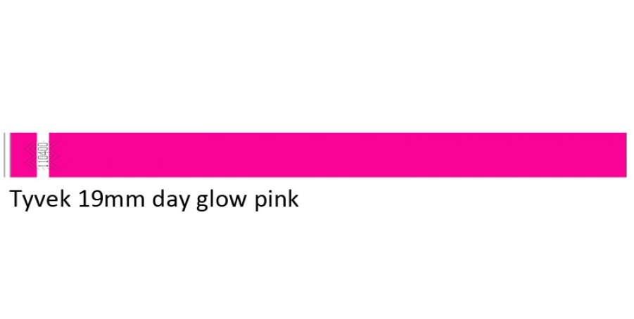 Wristbands Tyvek 19mm Day Glow Pink