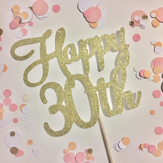 Glitter Cake Topper Happy 30th Gold