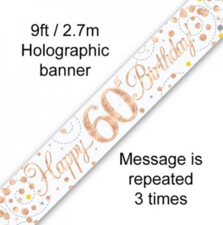 Banner Sparkling Fizz Rose Gold 60th