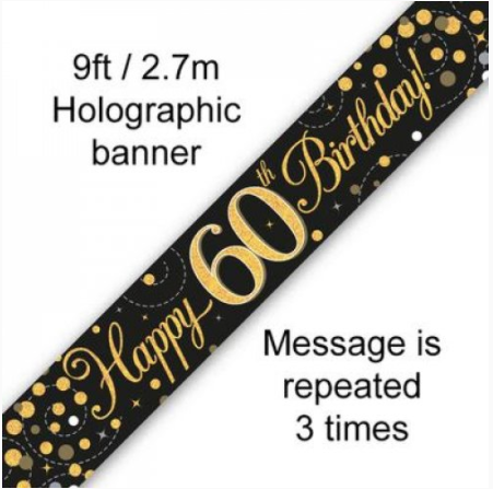 Banner Sparkling Fizz Black/Gold 60th