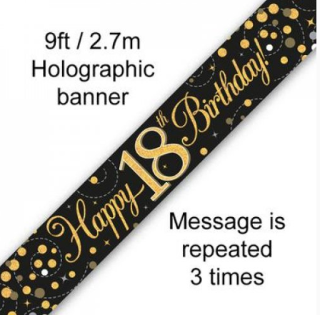 Banner Sparkling Fizz Black/Gold 18th