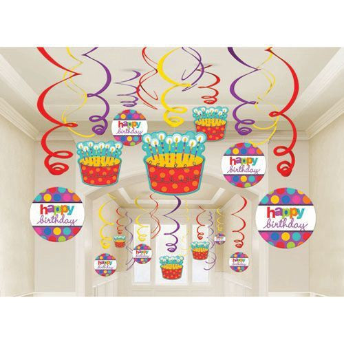 Happy Birthday Swirling Decorations