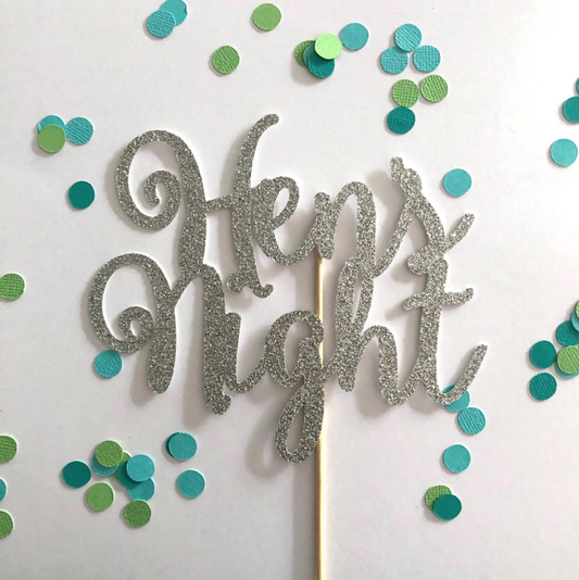 Glitter Cake Topper Hen's Night Silver