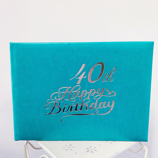 Guest Book 40th Teal/Silver in Box