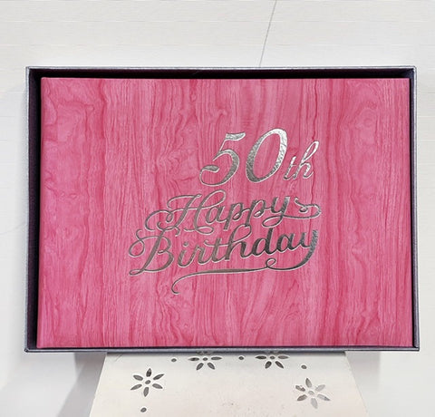 Guest Book 50th Salmon Pink/Silver in Box