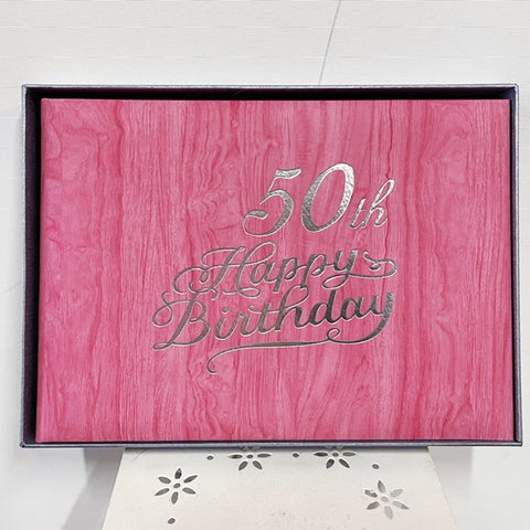 Guest Book 50th Salmon Pink/Silver in Box