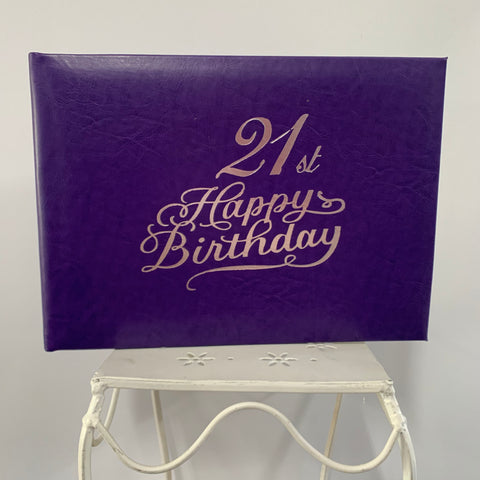 Guest Book 21st Purple/Silver in Box