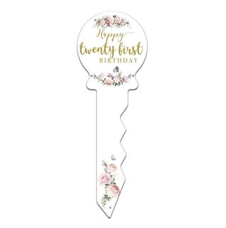 Twenty First Birthday Key Pretty Floral