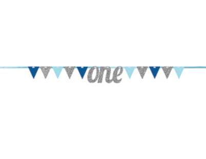 ONE Silver and Blue Glitter Pennant Banner SALE ITEM NO REFUNDS