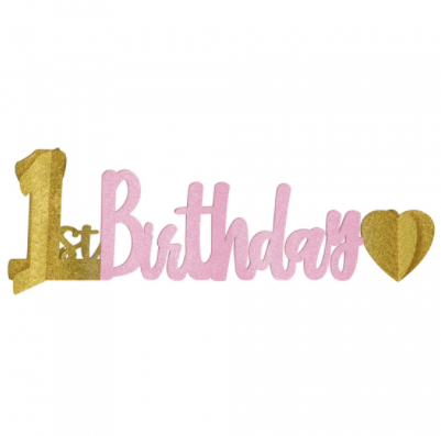 1st Birthday Girl Glittered Centrepiece SALE ITEM NO REFUNDS