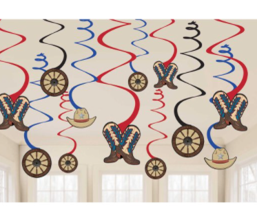 Western 12 piece swirl decorations value pack
