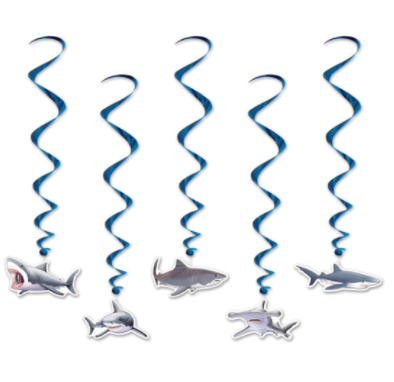 5 piece Shark Whirls hanging decorations