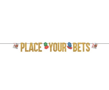 Casino 'place your bets' Glitter Banner