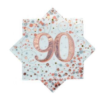 Napkins 90th Rose Gold Sparkling Fizz