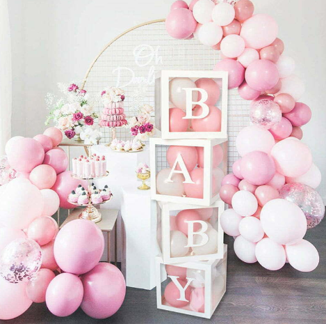 White Cube Balloon Box Set Baby/Love