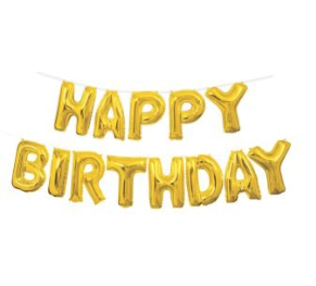 "Happy Birthday" Balloon Letter Garland GOLD - D.I.Y.