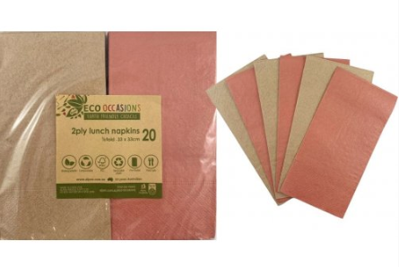 Napkins Lunch Rose Gold / Kraft