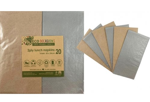 Napkins Lunch Silver / Kraft