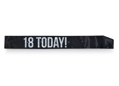 18th Birthday Flashing Sash Black