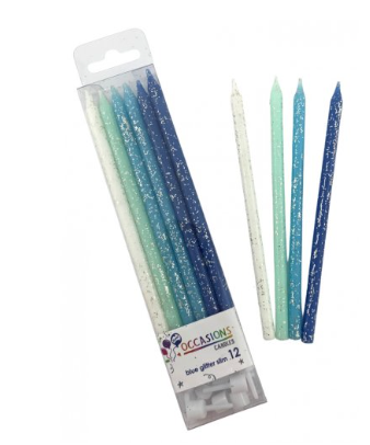 Candles Slim Blue Ombre Glitter