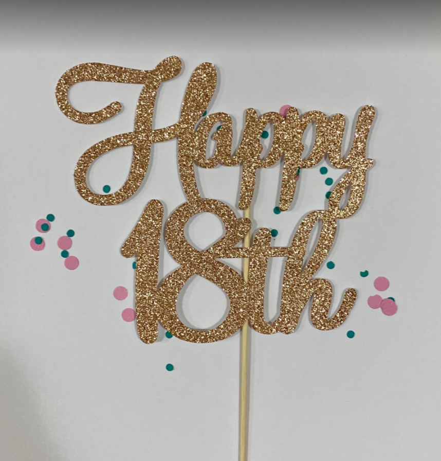 Glitter Cake Topper Happy 18th Rose Gold – Balloons Etc