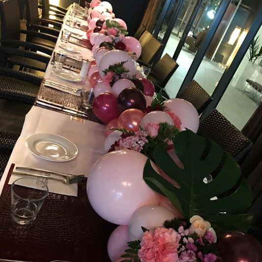 Organic Table Runner with fresh flowers