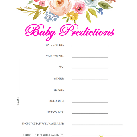 Game Baby Shower Baby Predictions Pk8