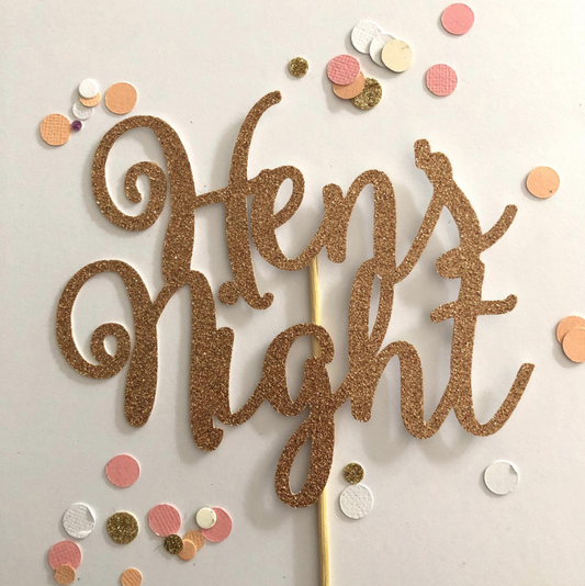 Glitter Cake Topper Hen's Night Rose Gold