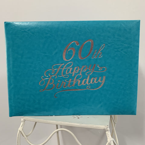 Guest Book 60th Teal/Silver in Box