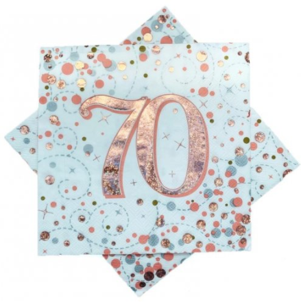 Napkins 70th Rose Gold Sparkling Fizz